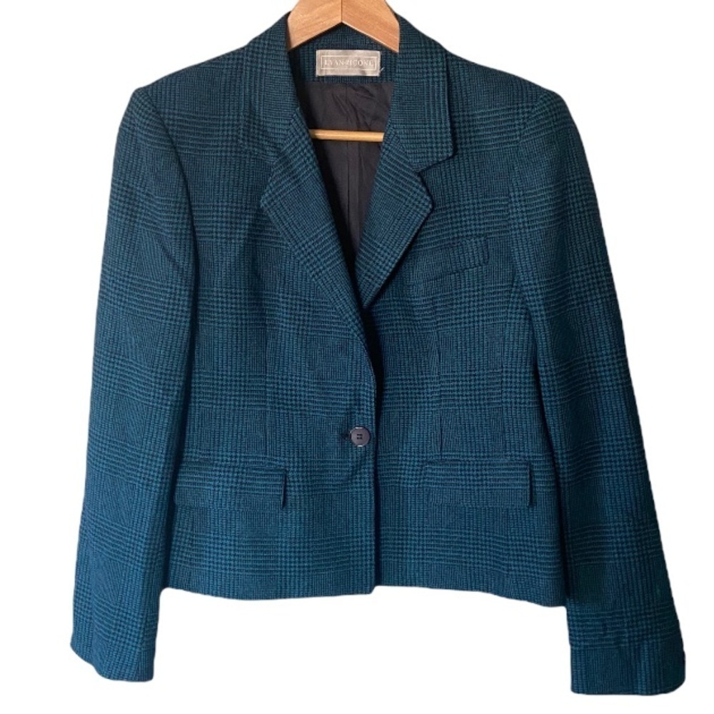 Evan Picone Vintage 80's Wool Houndstooth Blazer